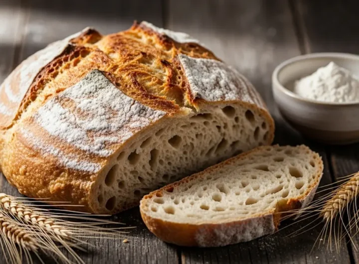 Una pagnotta di pane rustico senza impasto
