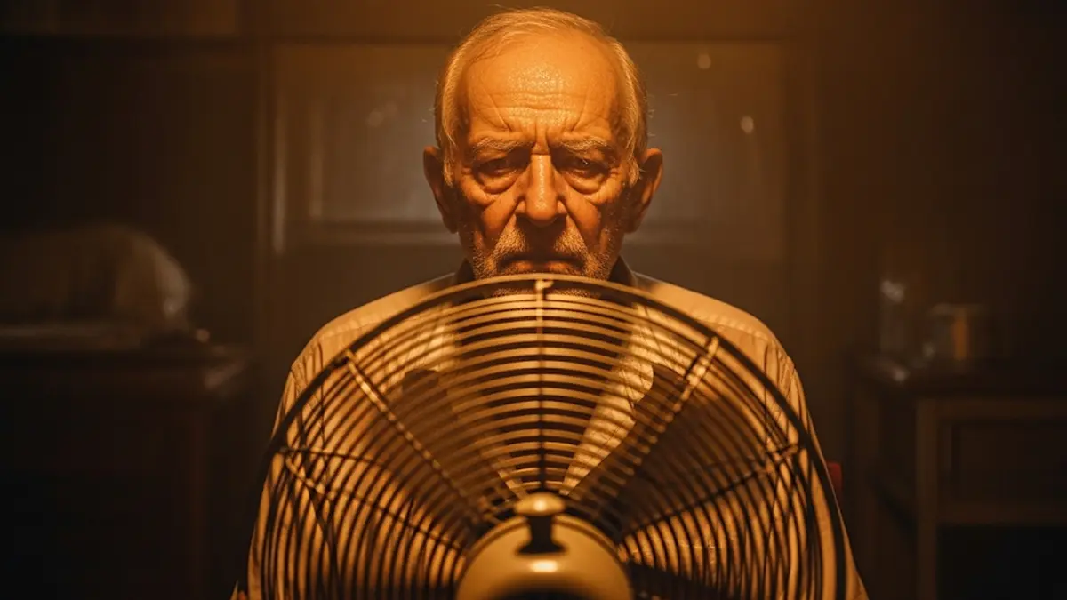 Una persona anziana siede su una poltrona in un ambiente caldo