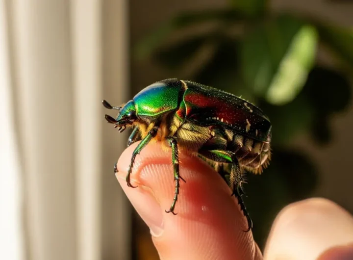 Uno scarabeo verde brillante