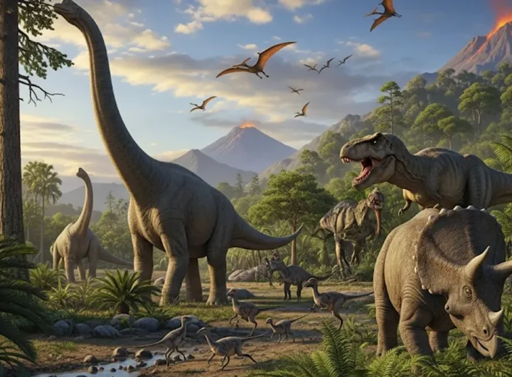 composizione che mostra alcuni dinosauri