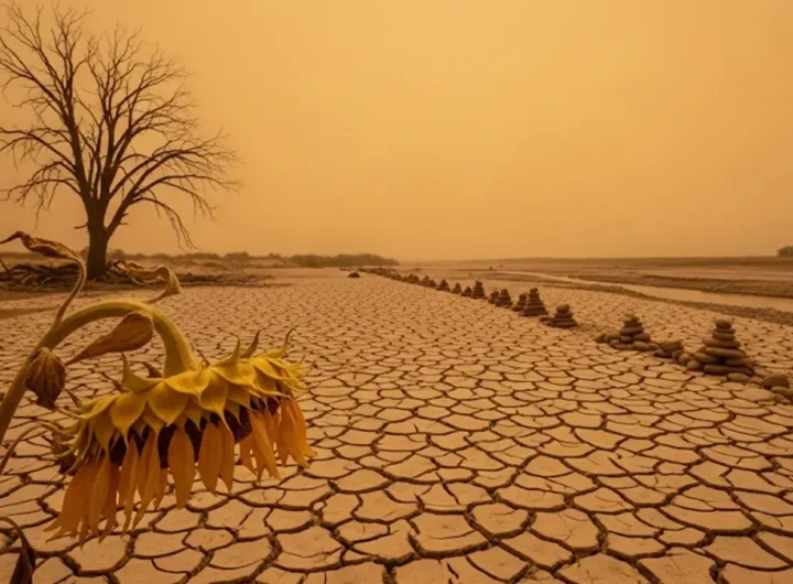 foto realistica che mostra il concetto di cambiamento climatico