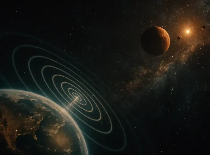 Antenne paraboliche del Deep Space Network della NASA puntate verso un cielo stellato