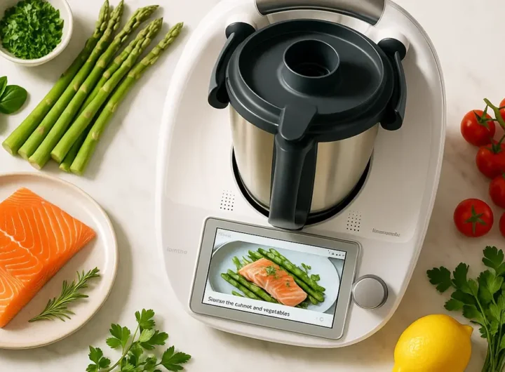 Bimby TM6 sul piano di lavoro di una cucina moderna circondato