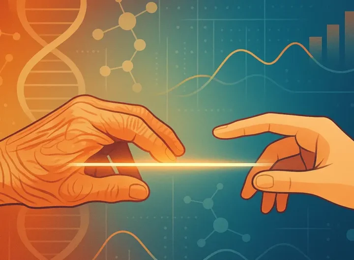 Diverse clessidre con sabbia colorata che rappresentano il passare del tempo e la ricerca scientifica sulla longevità