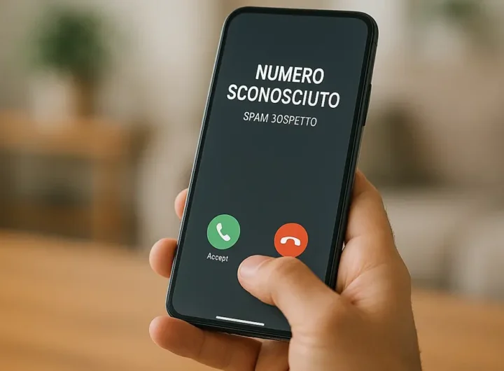 Donna che blocca una chiamata indesiderata da un call center sul suo smartphone