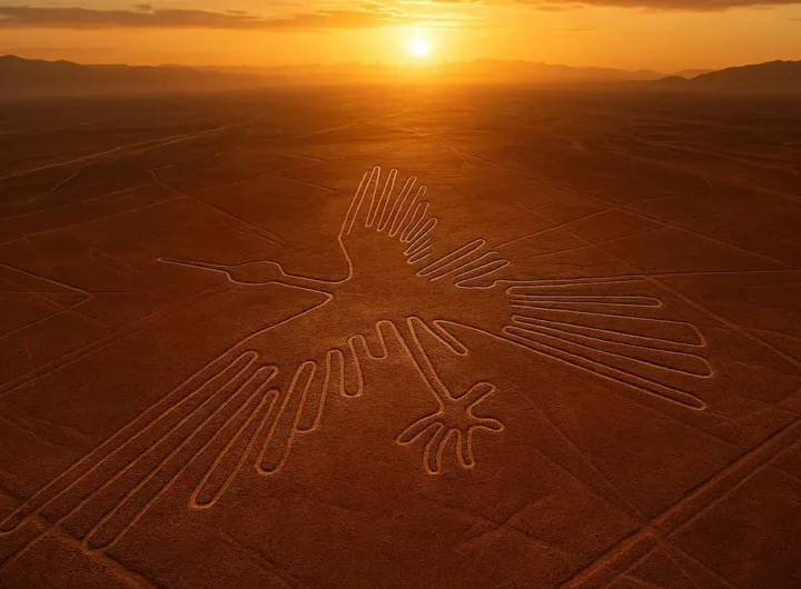 Fotografia aerea del geoglifo del ragno di Nazca