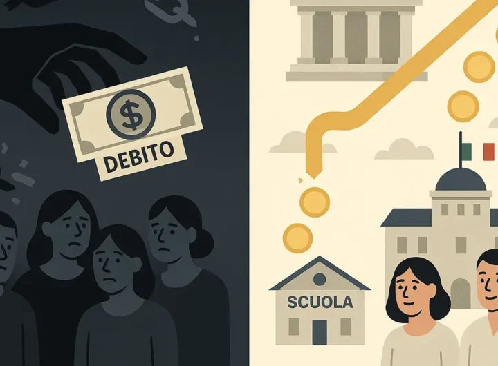 Illustrazione concettuale che spiega e smonta la bufala del complotto sul signoraggio bancario