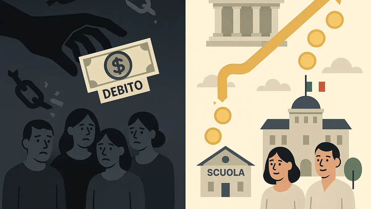 Illustrazione concettuale che spiega e smonta la bufala del complotto sul signoraggio bancario