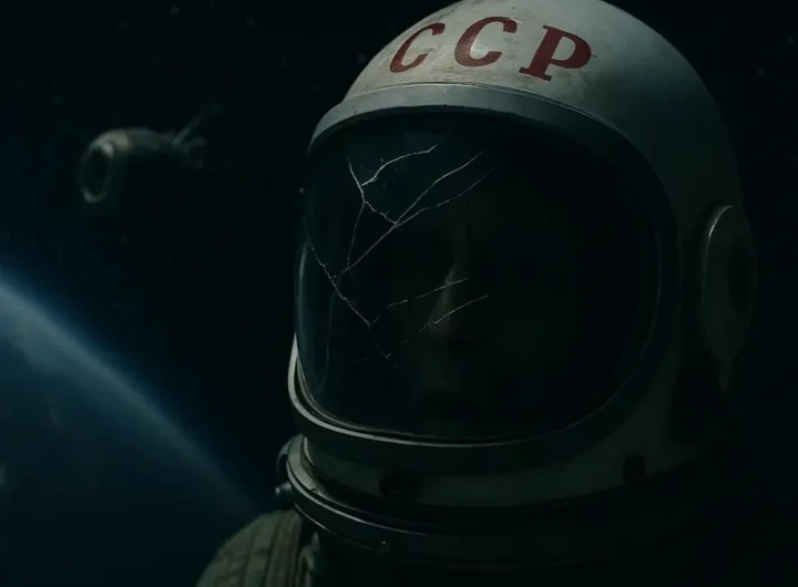 Illustrazione di un cosmonauta sovietico perso nello spazio