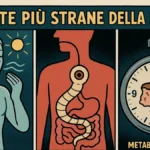 Illustrazione scientifica degli effetti metabolici delle diete estreme come la dieta della tenia e il breatharianismo