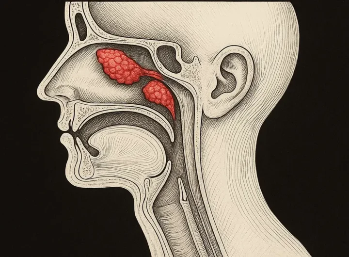 Immagine schematica che mostra la posizione delle ghiandole salivari tubariche