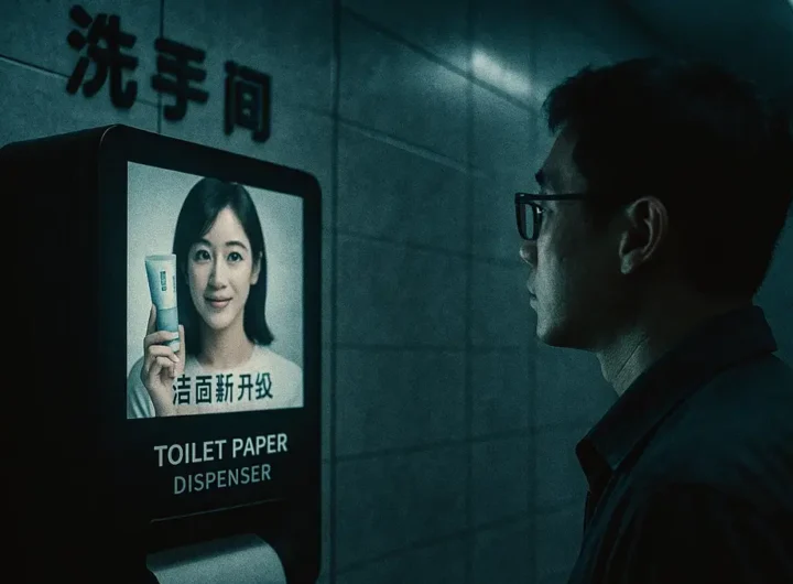 In Cina alcuni bagni pubblici erogano carta igienica solo dopo aver visto uno spot pubblicitario