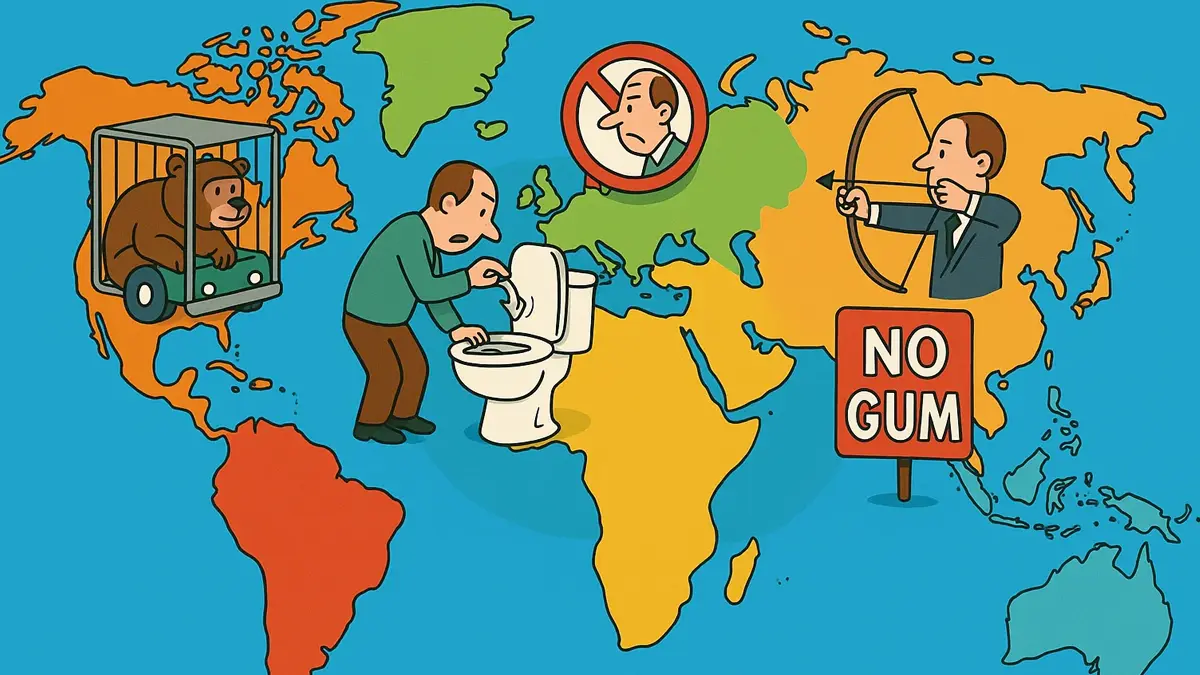 Mappa del mondo con icone di divieti bizzarri