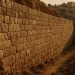Ricostruzione digitale di antica diga in pietra nella Gerusalemme del Primo Tempio