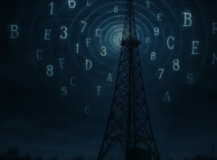 Trasmettitore radio militare su sfondo notturno