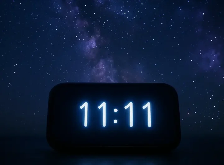 Una persona guarda stupita un orologio digitale che segna le 11-11