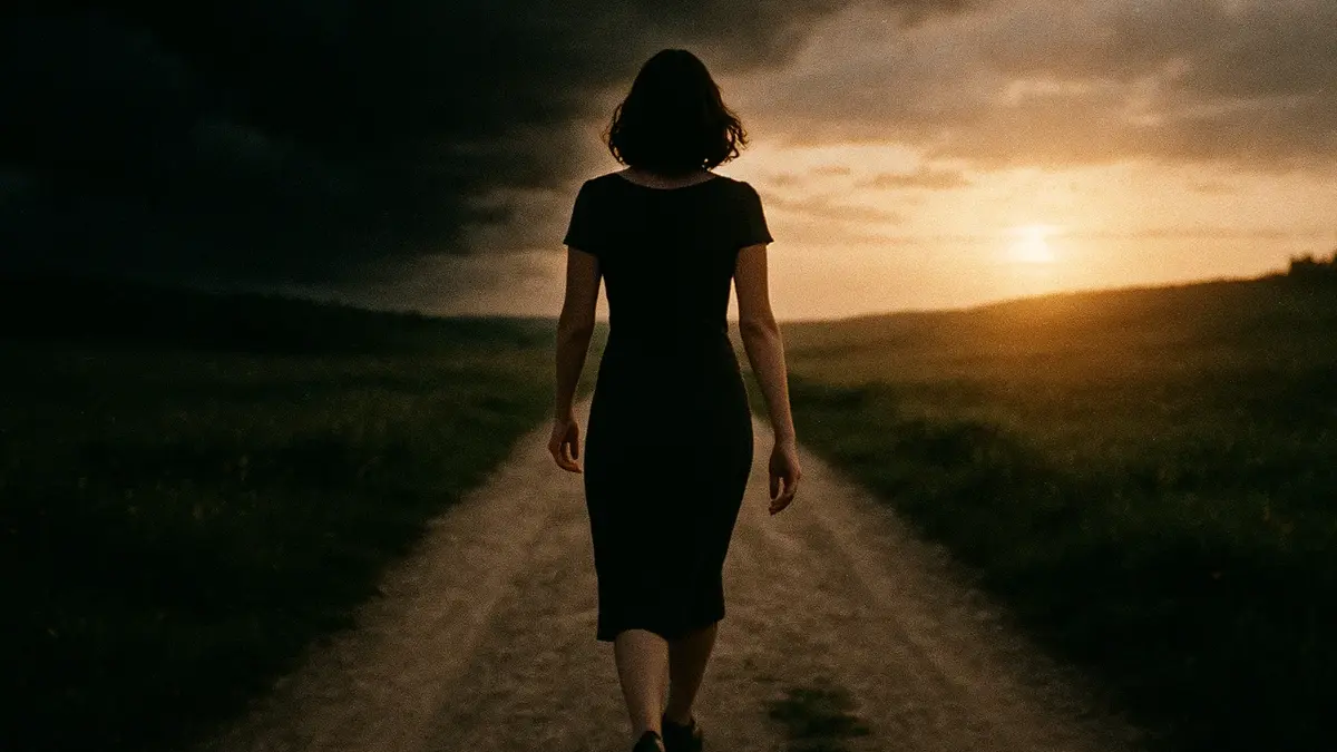 persona che cammina da sola su un sentiero soleggiato