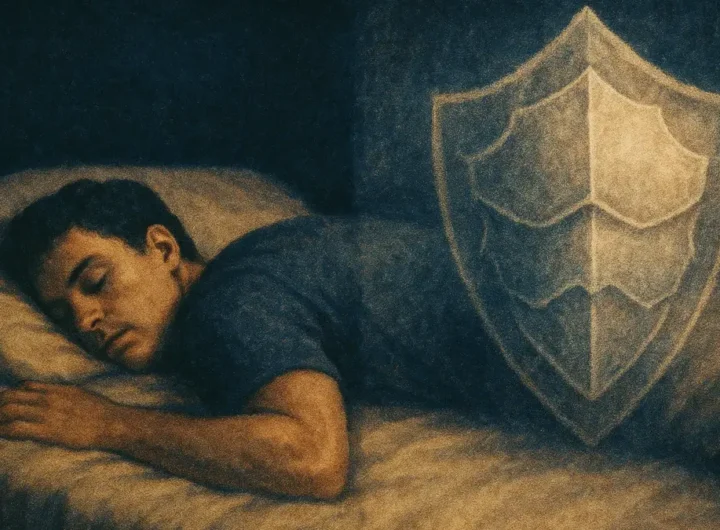 persona che dorme a pancia in giù serena nel suo letto