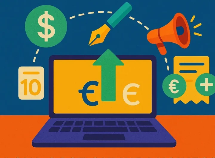 15 icone colorate che simboleggiano idee di business online a basso costo