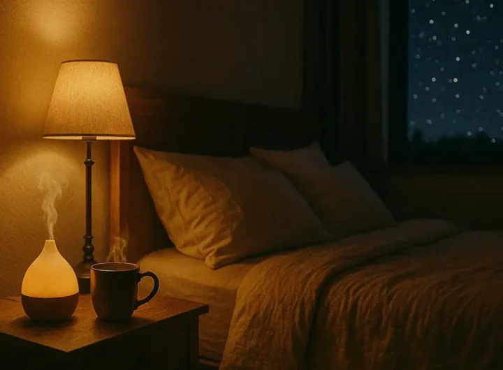 Ambiente ideale per il sonno con luce soffusa e atmosfera rilassante
