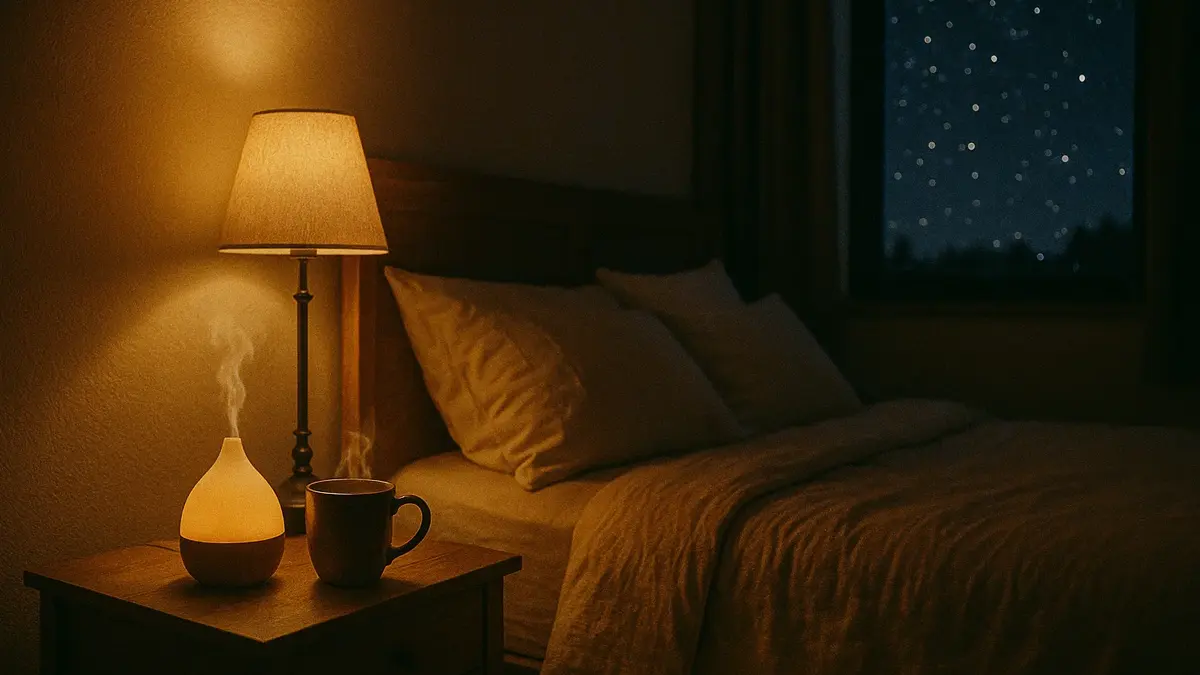 Ambiente ideale per il sonno con luce soffusa e atmosfera rilassante