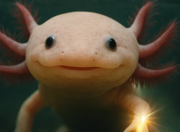 Axolotl rosa in acqua