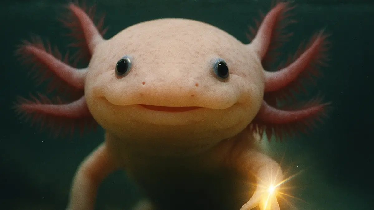 Axolotl rosa in acqua