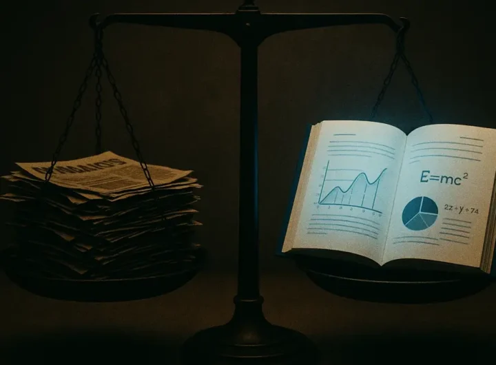 Bilancia che pesa una piuma contro un mattone