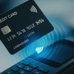 Carta di debito o credito contactless con simbolo NFC