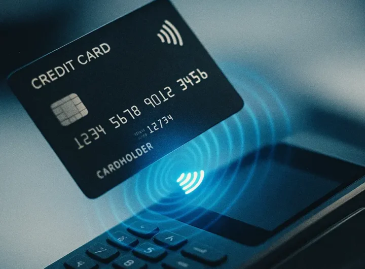 Carta di debito o credito contactless con simbolo NFC