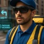 Corrieri che indossano occhiali AR