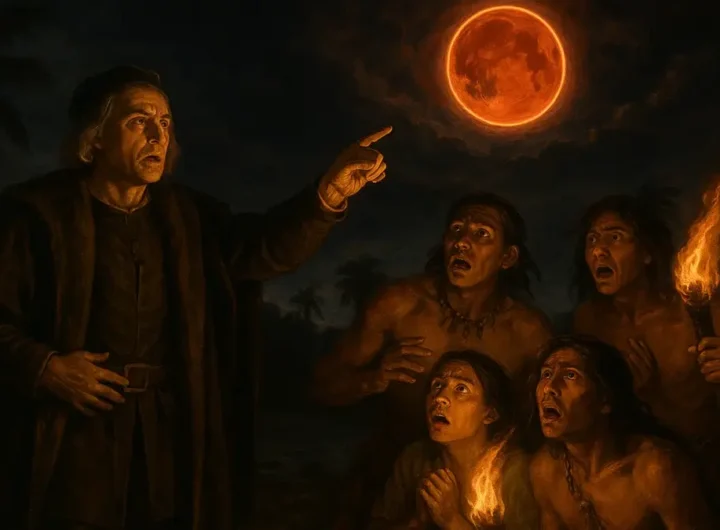 Cristoforo Colombo osserva un eclissi lunare totale