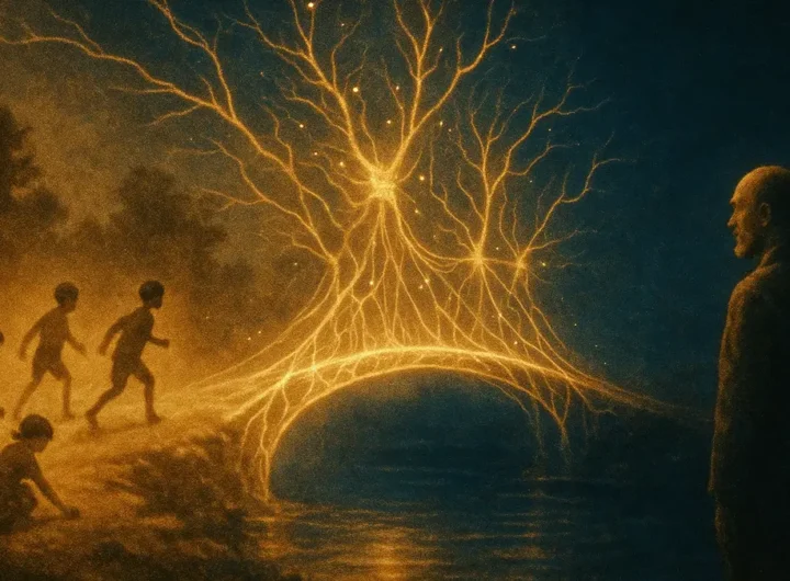 Dettaglio di un cervello illuminato mentre rievoca un ricordo caldo