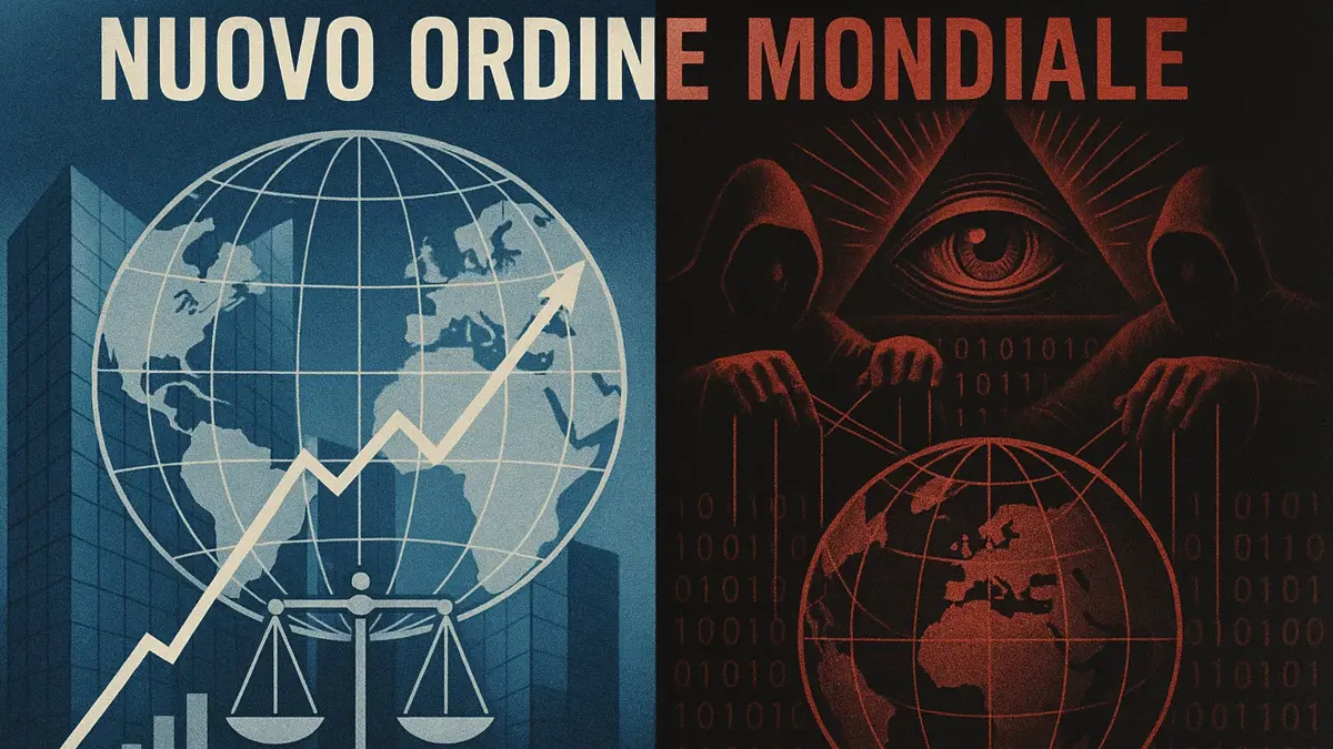 Diagramma concettuale complesso che illustra il Nuovo Ordine Mondiale