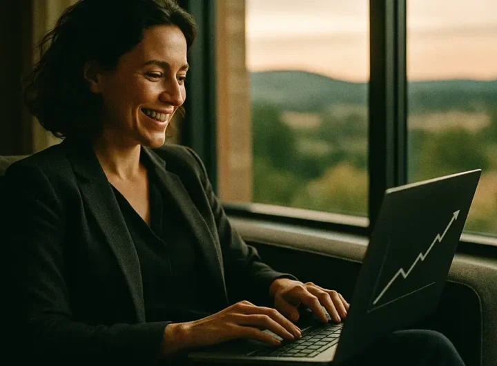 Donna che lavora al laptop da casa