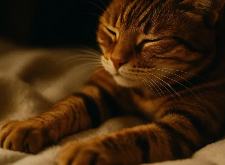 Gatto che impasta con le zampe anteriori