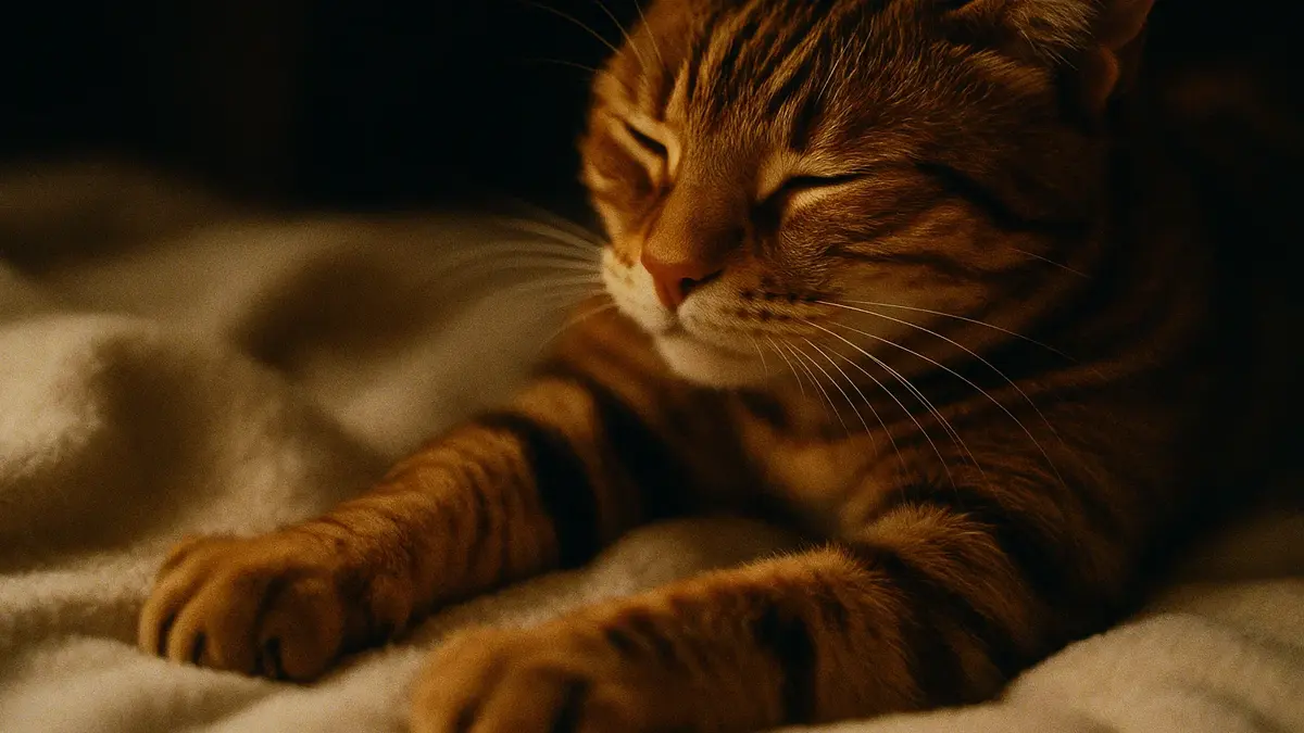 Gatto che impasta con le zampe anteriori