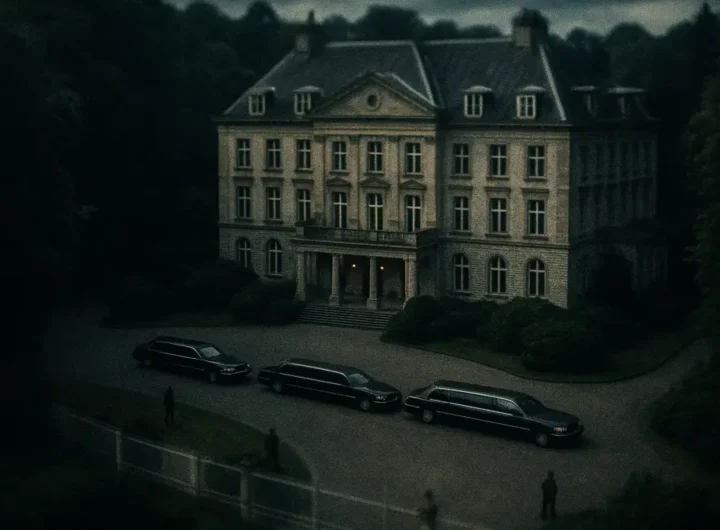 I partecipanti al Gruppo Bilderberg che escono da un hotel di lusso