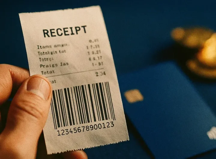 Illustrazione Codice Lotteria in primo piano con uno scontrino elettronico