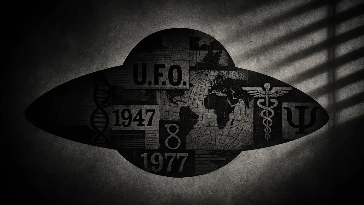 Illustrazione concettuale che fonde il profilo di un disco volante