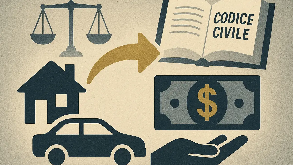 Illustrazione concettuale che rappresenta la sostituzione di un bene distrutto