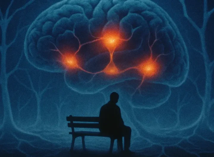 Illustrazione concettuale di un cervello umano che mostra aree evidenziate