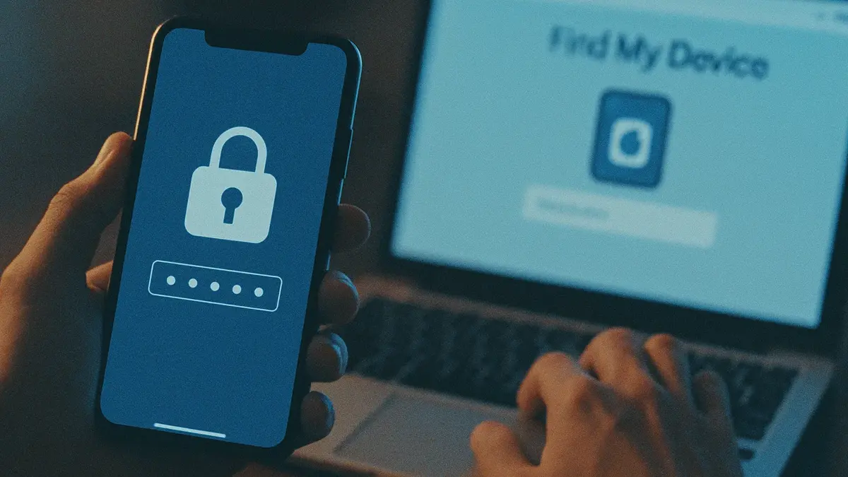 Illustrazione di una persona che guarda uno smartphone con un lucchetto digitale sullo schermo