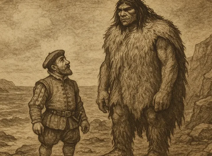 Illustrazione storica del XVI secolo che mostra un marinaio europeo basso