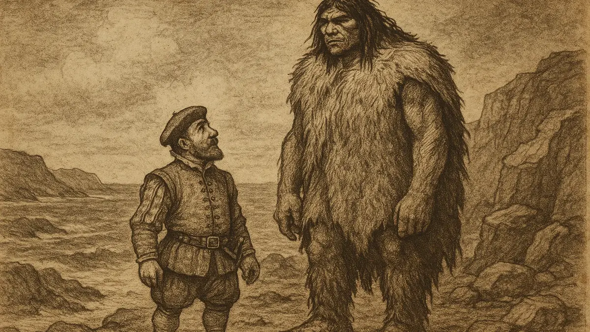 Illustrazione storica del XVI secolo che mostra un marinaio europeo basso