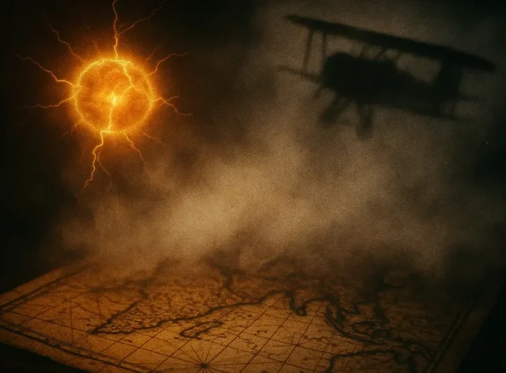 Illustrazione vintage di un cielo notturno con fulmini