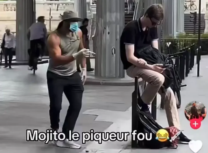 Influencer Amine Mojito con siringa in mano