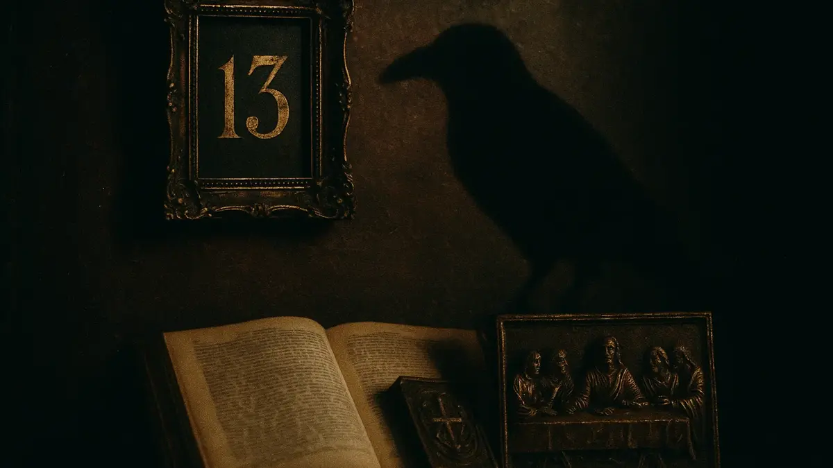 Mosaico o collage che combina elementi simbolici del venerdì 13