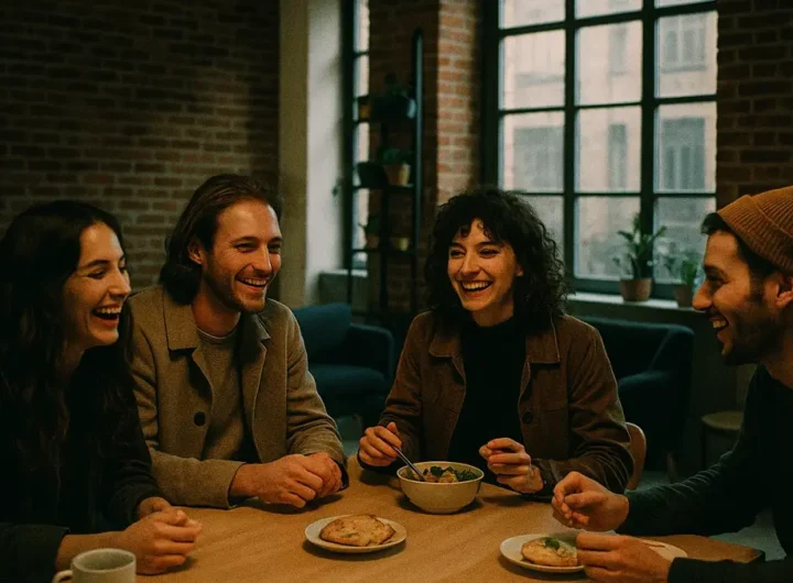 Ostello di design Roma con dettagli curati e giovani che chiacchierano