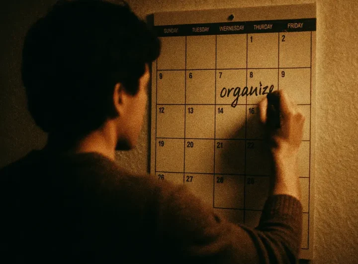 Persona che pianifica la giornata con agenda